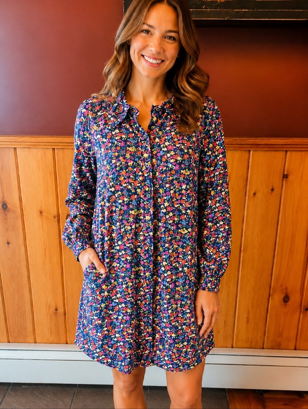Tulle by Anthropologie Button Up Shirt Dress with Pockets Size XS - Picture 1 of 15